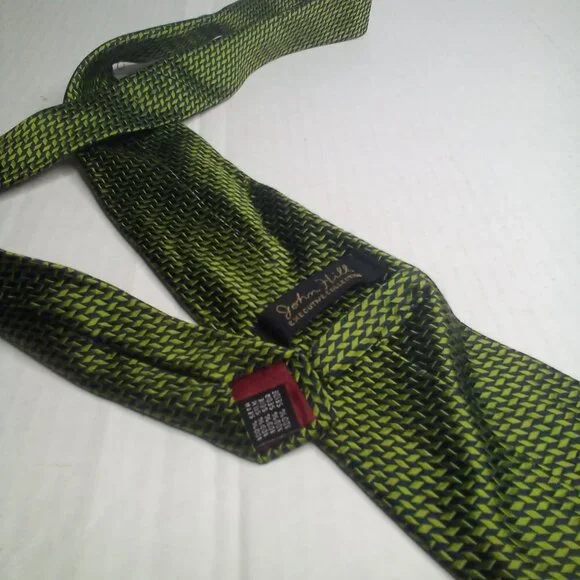 John Hill Executive Collection Men Tie Necktie Silk Green Black - Picture 3 of 7